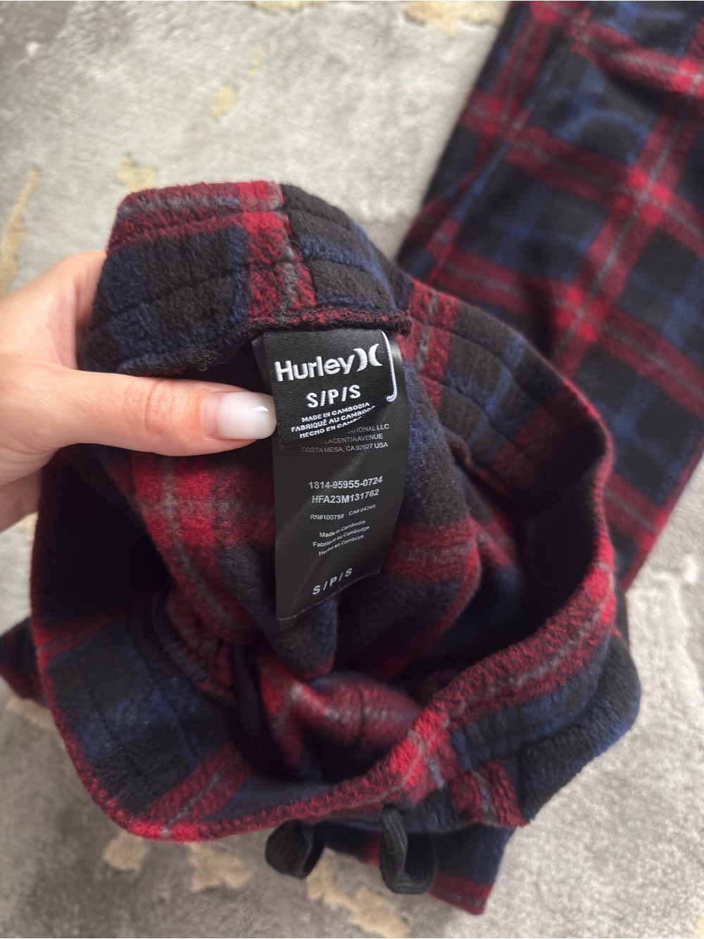 Hurley Unisex Plaid Fleece Pajama Pants Size S - Picture 3 of 3